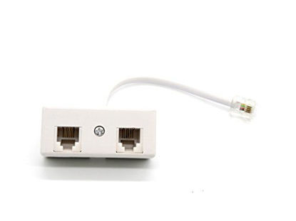 Picture of 2-Way RJ11 Telephone Plug to RJ11 Socket Adapter and Splitter for Landline Telephone