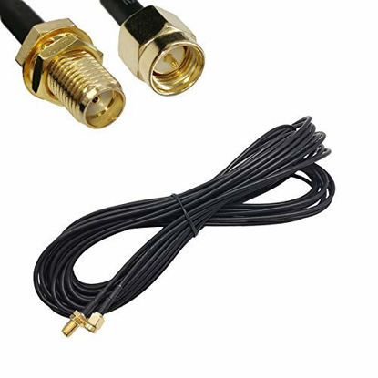 Picture of SUNTRADE Black SMA Male to Female WiFi Antenna Connector Extension Cable (16ft)