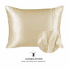 Picture of ShopBedding Luxury Satin Pillowcase for Hair - Standard Satin Pillowcase with Zipper, Ivory (Pillowcase Set of 2) - Blissford