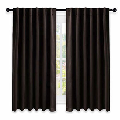 Picture of NICETOWN Blackout Curtains for Small Windows - (Toffee Brown Color) 52 inches x 63 Inch, 2 Pieces Set, Blackout Curtain/Drape Panels for Theater
