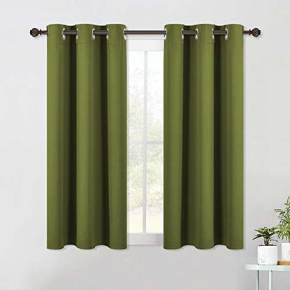Picture of NICETOWN Living Room Window Curtain Panels, Thermal Insulated Solid Grommet Blackout Draperies/Drapes on Christmas & Thanksgiving (One Pair, 42 by 54-Inch, Olive Green)