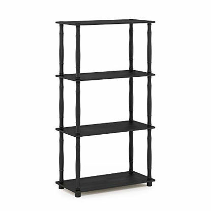 Picture of Furinno Turn-N 4-Tier Multipurpose Shelf Display Rack with Classic Tubes, Americano/Black