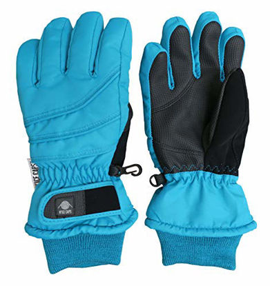 Picture of N'Ice Caps Kids Bulky Thinsulate Waterproof Winter Snow Ski Glove with Ridges (Turq, 10-12 Years)