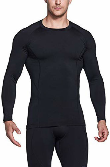 Picture of TSLA Men's Thermal Long Sleeve Compression Shirts, Athletic Base Layer Top, Winter Gear Running T-Shirt, Heatlock Round Neck(yud54) - Black, X-Large