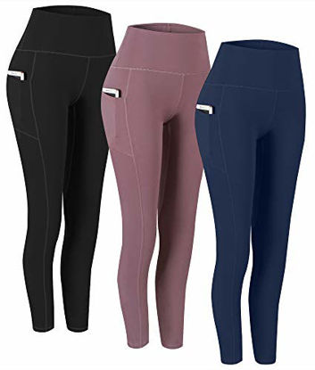 Picture of Fengbay 3 Pack High Waist Yoga Pants, Pocket Yoga Pants Tummy Control Workout Running 4 Way Stretch Yoga Leggings