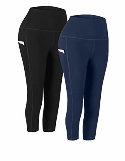 Picture of Fengbay 2 Pack High Waist Yoga Pants, Pocket Yoga Pants Capris Tummy Control Workout Running 4 Way Stretch Yoga Leggings