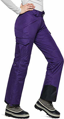 Picture of TSLA Women's Winter Snow Pants, Waterproof Insulated Ski Pants, Ripstop Snowboard Bottoms, Wonder(xkb92) - Purple, Small