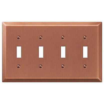 Picture of AMERELLE 163T4AC Century Quadruple Toggle Steel Wallplate in Antique Copper