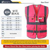 Picture of JKSafety 9 Pockets Class 2 High Visibility Zipper Front Safety Vest With Reflective Strips, Meets ANSI/ISEA Standards (X-Large, Pink)