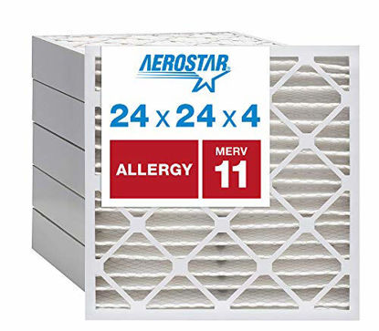 Picture of Aerostar Allergen & Pet Dander 20x20x4 MERV 11 Pleated Air Filter, Made in the USA, (Actual Size: 19 1/2"x19 1/2"x3 3/4"), 6-Pack