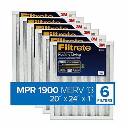 Picture of Filtrete 20x24x1, AC Furnace Air Filter, MPR 1900, Healthy Living Ultimate Allergen, 6-Pack (exact dimensions 19.81 x 23.81 x 0.78)