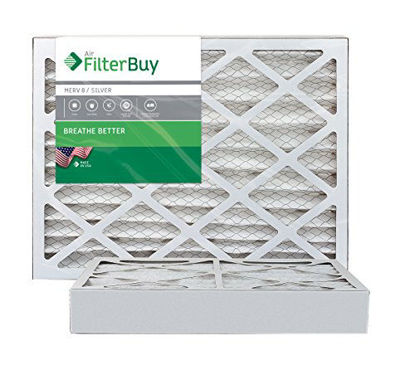 Picture of FilterBuy 12x18x4 MERV 8 Pleated AC Furnace Air Filter, (Pack of 2 Filters), 12x18x4 - Silver