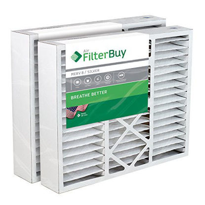 Picture of FilterBuy 21x21x5 Rheem Ruud PD540018 Compatible Pleated AC Furnace Air Filters (MERV 8, AFB Silver). Fits air cleaner models RXFH-E21AM10 RXFH-E21AM13. 2 Pack.