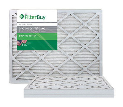 Picture of FilterBuy 25x29x1 MERV 8 Pleated AC Furnace Air Filter, (Pack of 4 Filters), 25x29x1 - Silver