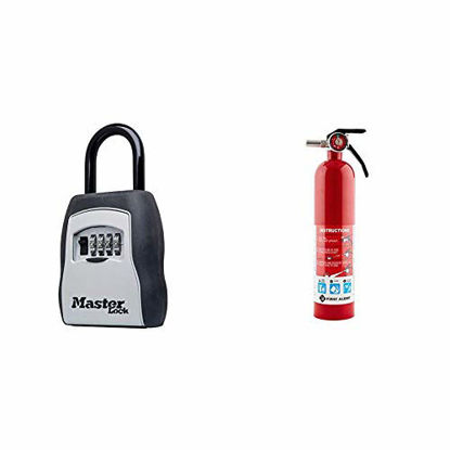 Picture of Master Lock 5400D Set Your Own Combination Portable Lock Box, 5 Key Capacity, Black & First Alert 1038789 Standard Home Fire Extinguisher, Red