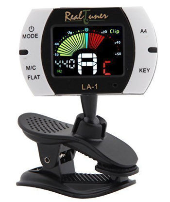 Picture of Real Tuner - Chromatic Clip-on Tuner for Guitar, Bass, Violin, Ukulele, Banjo, Brass and Woodwind Instruments - Bright Full Color Display - Extra Mic Function - A4 Pitch Calibration - Transposition