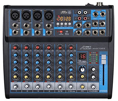 Picture of Audio2000'S AMX7323-Professional Eight-Channel Audio Mixer with USB Interface, Bluetooth, and DSP Sound Effects (AMX7323)