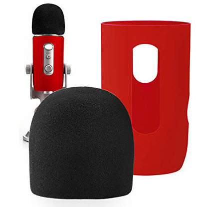 Picture of YOUSHARES Microphone Windscreen Foam - Mic Cover Pop Filter Windshield &Protector for Blue Yeti, Yeti Pro Condenser Microphones (Red)