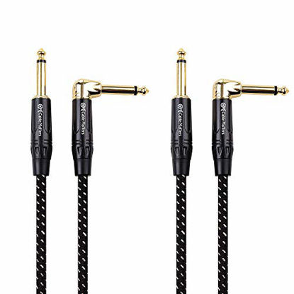 Picture of Cable Matters 2 Pack 1/4 Inch TS Straight to Right Angle Guitar Cable, 1/4 Instrument Cable - 10 Feet