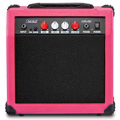 Picture of LyxPro Electric Guitar Amp 20 Watt Amplifier Built In Speaker Headphone Jack And Aux Input Includes Gain Bass Treble Volume And Grind - Pink