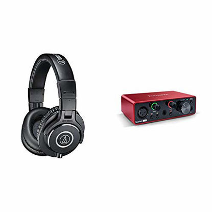 Picture of Audio-Technica ATH-M40x Professional Studio Monitor Headphone, Black, 90 Degree Swiveling Earcups & Focusrite Scarlett Solo (3rd Gen) USB Audio Interface with Pro Tools | First