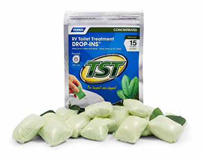 Picture of Camco TST Fresh Scent RV Toilet Treatment Drop-Ins, Formaldehyde Free, Breaks Down Waste And Tissue, Septic Tank Safe, Treats up to 15 - 40 Gallon Holding Tanks (15-Pack) (40264)