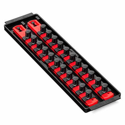 Picture of Ernst Manufacturing Socket Boss 2-Rail 1/2-Inch-Drive Socket Organizer, 13-Inch, Red