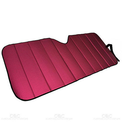Picture of Motor Trend Front Windshield Sun Shade - Accordion Folding Auto Sunshade for Car Truck SUV - Blocks UV Rays Sun Visor Protector - Keeps Your Vehicle Cool - 58 x 24 Inch (Red)