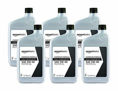 Picture of AmazonBasics Full Synthetic Motor Oil - Euro Formula 5W-40 - 1 Quart - 6 Pack