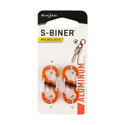 Picture of Nite Ize S-Biner MicroLock, Locking Key Holder, 2-Pack, Aluminum, Orange