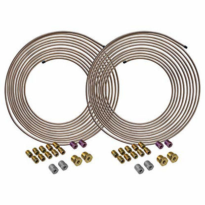 Picture of 4LIFETIMELINES Copper-Nickel Brake Line Tubing Coils and Fittings, 2 Kits, 3/16 x 25