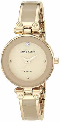 Picture of Anne Klein Women's AK/1980TMGB Diamond-Accented Dial Tan and Gold-Tone Bangle Watch