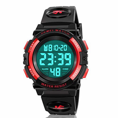 Picture of Dodosky Boy Toys Age 5-12, LED 50M Waterproof Digital Sport Watches for Kids Birthday Presents Gifts for 5-12 Year Old Boys - Red