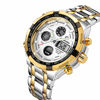 Picture of GOLDEN HOUR Luxury Stainless Steel Analog Digital Watches for Men Male Outdoor Sport Waterproof Big Heavy Wristwatch (Silver Gold White)