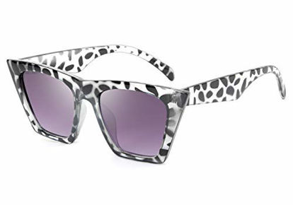 Picture of FEISEDY Vintage Square Cat Eye Sunglasses Women Fashion Small Cateye Sunglasses B2473 (White leopard, 52)