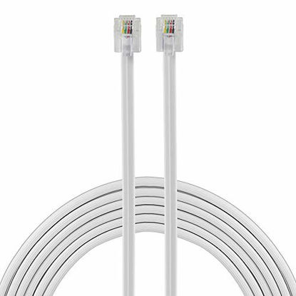 Picture of Power Gear Telephone Line Cord, 7 Feet, Phone Cord, Modular Jack Ends, Works for Phone, Modem or Fax Machine, for Use in Home or Office, White, 76581