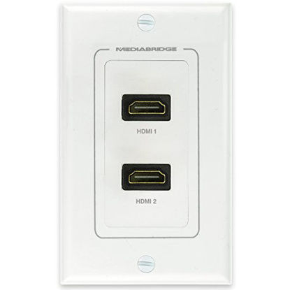 Picture of Mediabridge HDMI Wall Plate (2 Port) - Supports 4K, 3D, ARC - Limited TIME Offer: Free Low Voltage Metal Mounting Bracket (1-Gang) - 2-Piece Inset Wall Plate for 2 HDMI (Part# WP1-HDMIX2)