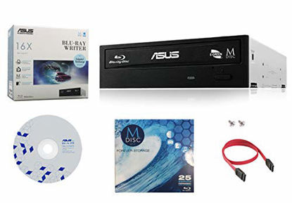 Picture of Asus 16X BW-16D1HT Internal Blu-ray Burner Drive Bundle with 1 Pack M-DISC BD, Cable Accessories and Mounting Screws (Supports BDXL and M-Disc, Retail Box)