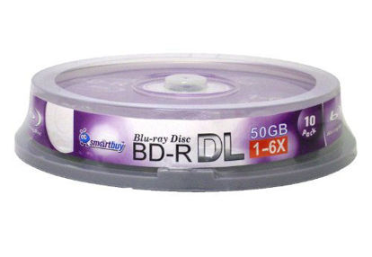 Picture of Smart Buy 10 Pack Bd-r Dl 50gb 6X Blu-ray Double Layer Recordable Disc Blank Logo Data Video Media 10-Discs Spindle