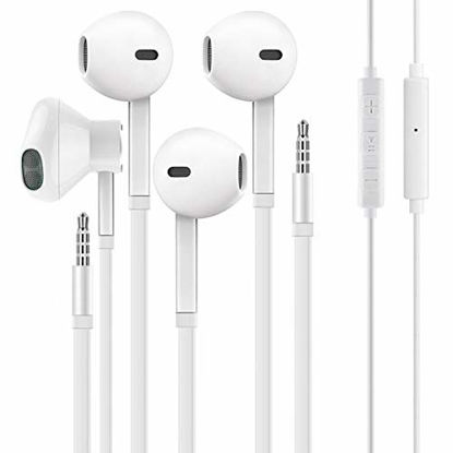 Picture of [2 Pack] WEIZY Aux Earbuds/Earphones, Vize 3.5mm Wired Headphones Noise Isolating Earphones Volume Control & Built-in Microphone Compatible with iPhone/Samsung/Android/MP3/MP4