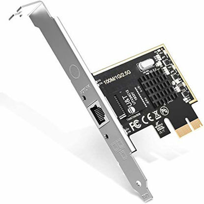 Picture of 2.5GBase-T PCIe Network Adapter with 1 Port, 2500/1000/100Mbps PCI Express Gigabit Ethernet Card RJ45 LAN Controller Support Windows Server/Windows/Linux, Standard and Low-Profile Brackets Included
