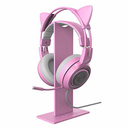 Picture of SOMIC Pink Headphone Stand Gaming Headset Holder with Solid Base and Flexible Earphone Hanger with Supporting for All Headphones Size