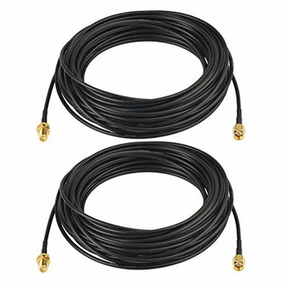Picture of Bingfu WiFi Antenna Extension Cable 2-Pack RP-SMA Male to RP-SMA Female Bulkhead Mount RG174 Cable 30 feet for WiFi Router Security IP Camera Signal Booster Repeater Wireless Network Card Adapter
