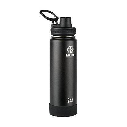 Picture of Takeya Actives Insulated Stainless Steel Water Bottle with Spout Lid, 24 oz, Onyx