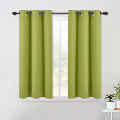 Picture of NICETOWN Blackout Curtain Panels for Living Room, Thermal Insulated Solid Grommet Top Blackout Draperies/Drapes for Window on Christmas & Thanksgiving (1 Pair, 42 x 45 Inch in Fresh Green)