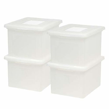 Picture of IRIS USA, Inc. FB-21EE Dual Purpose Letter and Legal Size File Box, 4 Pack, Pearl (585227)