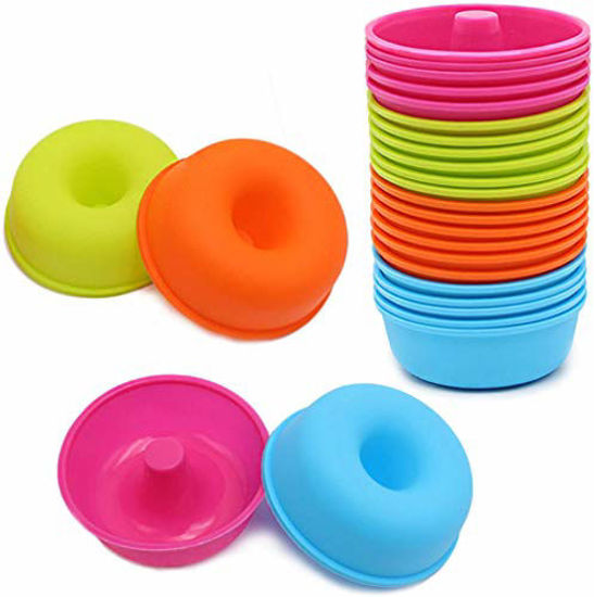 To encounter 24Pcs 2 3/4 inches Silicone Muffin Donut Mold and 24Pcs 3 3/4 inches Full-Size Donut Bagels Pans 