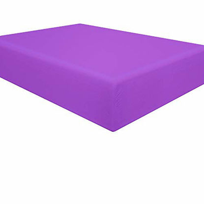 Picture of NTBAY Microfiber California King Fitted Sheet, Wrinkle, Fade, Stain Resistant Deep Pocket Bed Sheet, Purple