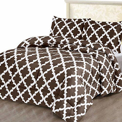 Picture of Utopia Bedding Printed Comforter Set (King/Cal King, Chocolate) with 2 Pillow Shams - Luxurious Brushed Microfiber - Down Alternative Comforter - Soft and Comfortable - Machine Washable