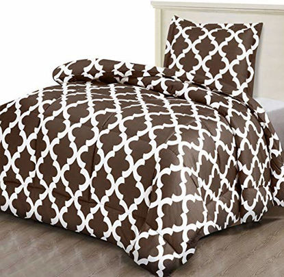 Picture of Utopia Bedding Printed Comforter Set (Twin/Twin XL,Chocolate) with 2 Pillow Shams - Luxurious Brushed Microfiber - Down Alternative Comforter - Soft and Comfortable - Machine Washable